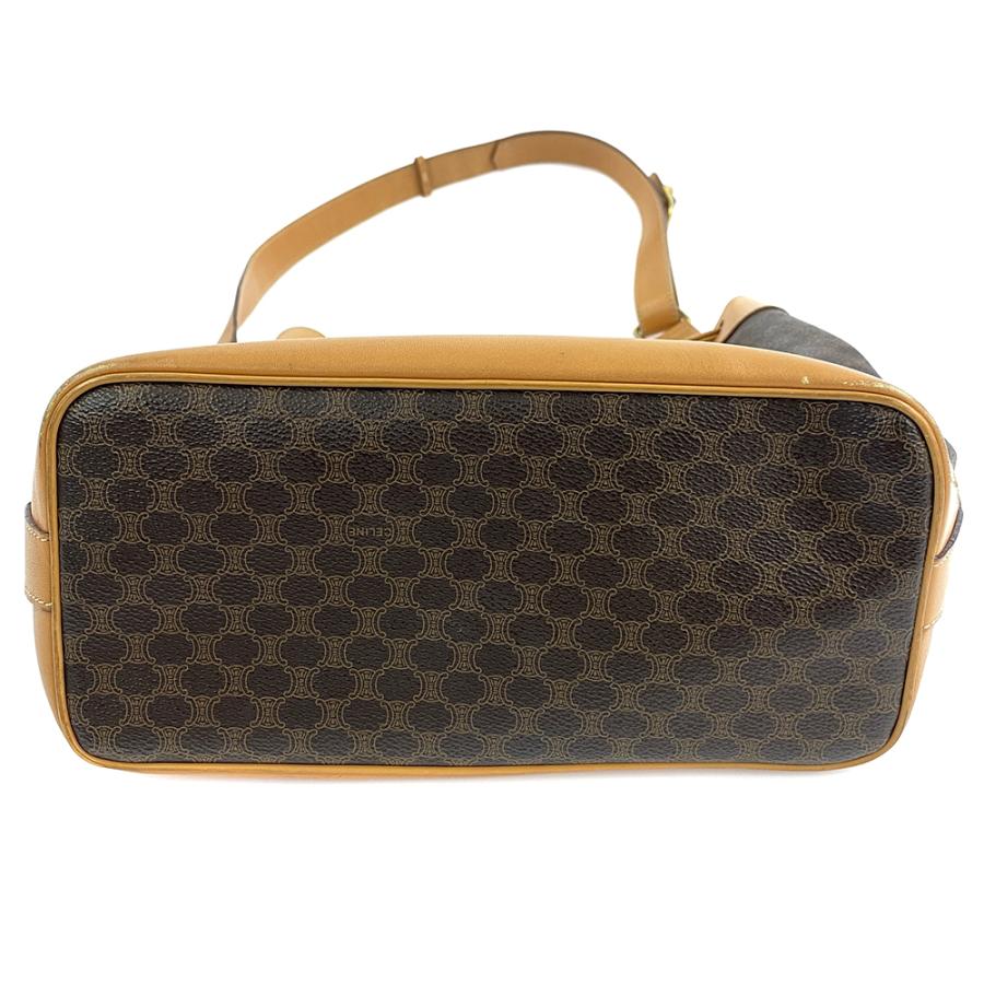 CELINE（セリーヌ） マカダム ポーチ付 巾着ショルダーバッグ/ブラウン