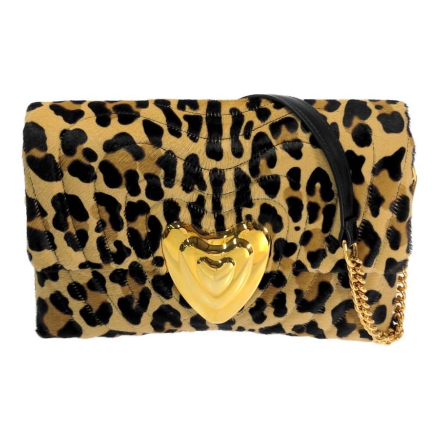 【未使用】 ESCADA ハート キルティング ハラコ バッグ レオパード ESCADA エスカーダ 豹柄・アニマル・レオパード ハート