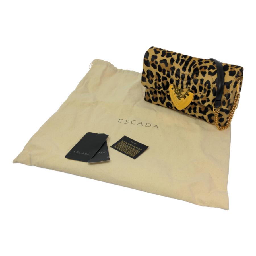 【未使用】 ESCADA ハート キルティング ハラコ バッグ レオパード ESCADA エスカーダ 豹柄・アニマル・レオパード ハート
