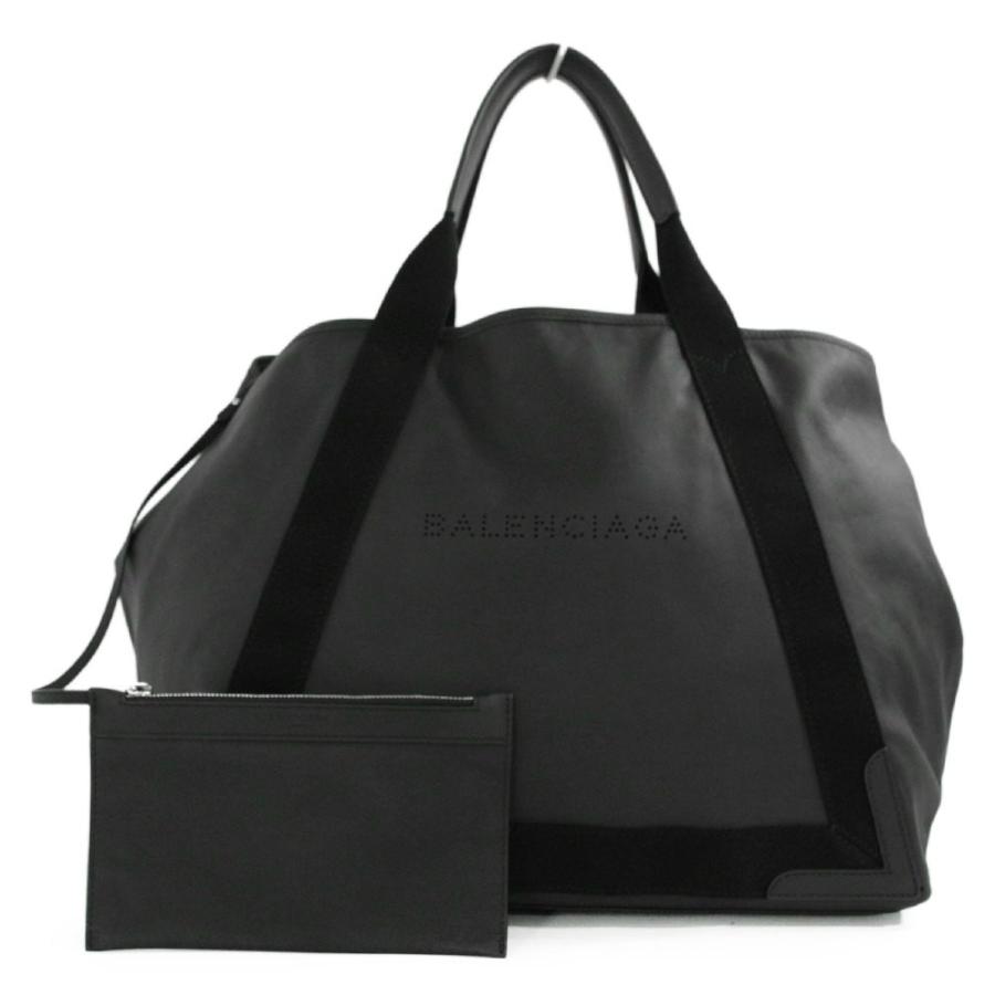 BALENCIAGA 美品・バレンシアガ ネイビーカバ Mサイズ・ロゴ