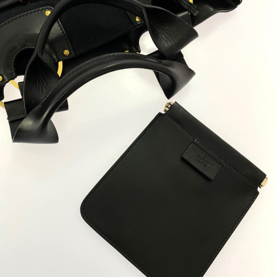 GUCCI グッチ ブラック キャンバス×レザー トートバッグ/95374