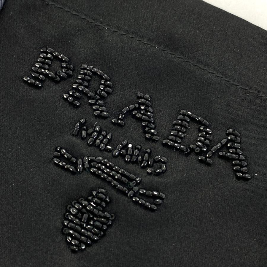 PRADA（プラダ） シルクサテン ロゴビーズ刺繍バッグ/ブラック 