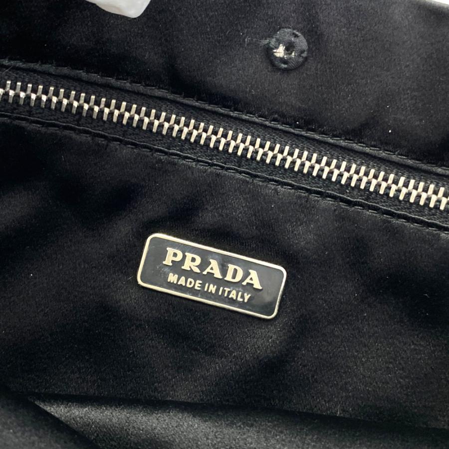 PRADA プラダ シルクサテン ロゴビーズ刺繍バッグ/ブラック PRADA プラダ シルクサテン ロゴビーズ刺繍バッグ/ブラック