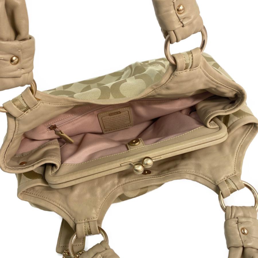 美品　COACH サッチェル パーカー がま口　オールレザー　ハンドバッグ COACH コーチ パーカー オプアート サッチェル がま口トート