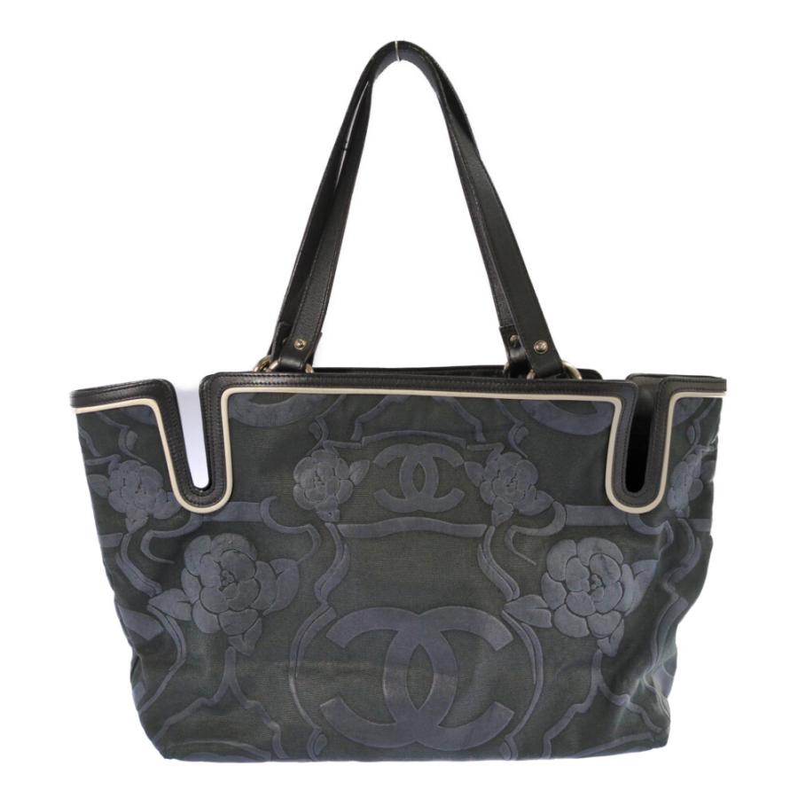 美品✨CHANEL シャネル　トートバッグ　カメリア　ココマーク　本革 CHANEL（シャネル） 美品 希少 カメリア フロッキー キャンバス トート
