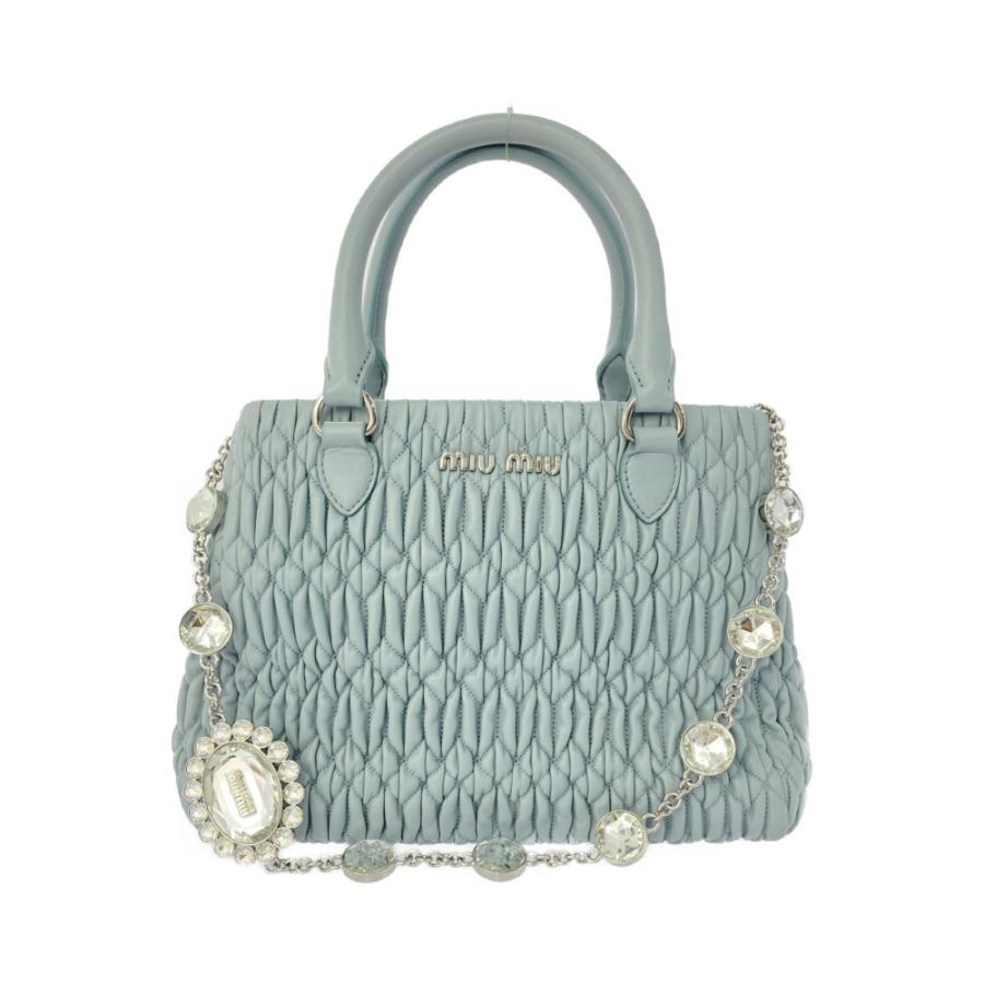 miu ミュウミュウ マテラッセ・クリスタルチェーン付 2WAYハンドバッグ  