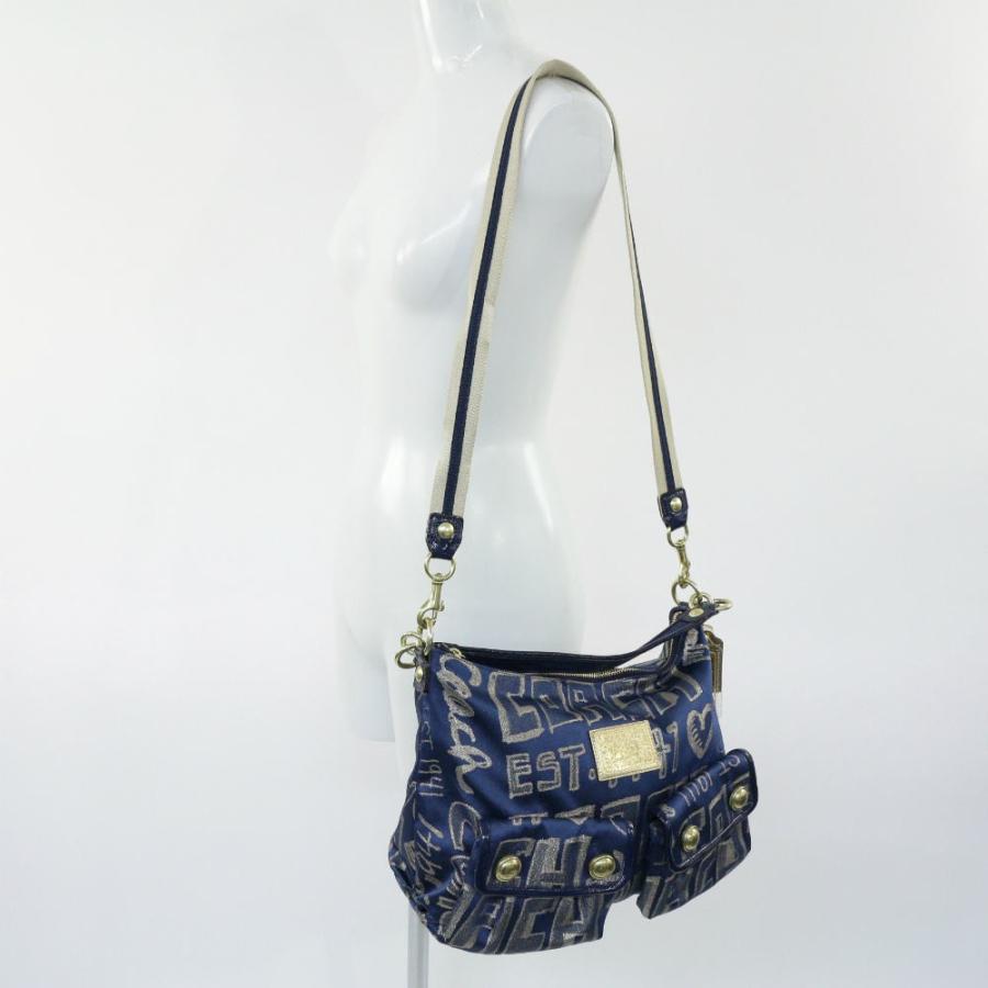 コーチ　ポピー　ショルダーバッグ　2way ゴールド金具　15304 ブルー コーチ ポピー ショルダーバッグ 2way ゴールド金具 15304