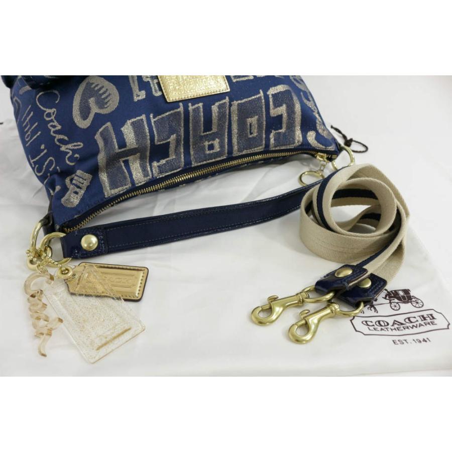 コーチ　ポピー　ショルダーバッグ　2way ゴールド金具　15304 ブルー コーチ ポピー ショルダーバッグ 2way ゴールド金具 15304
