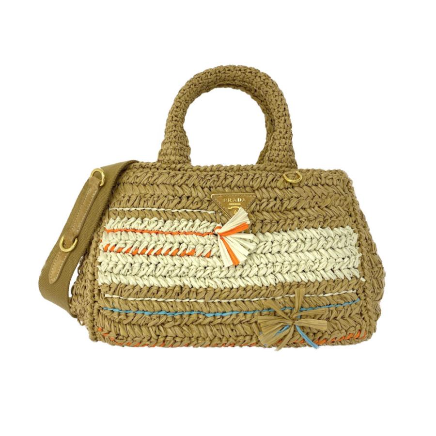 PRADA プラダ ラフィア 2WAYショルダートートバッグ/1BG153/CARAMEL 