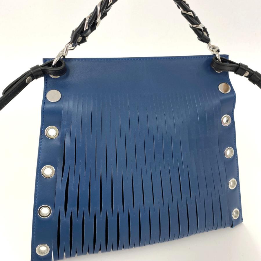 ソニアリキエル レザー 2WAYショルダーバッグ/ブルー/シルバー金具 