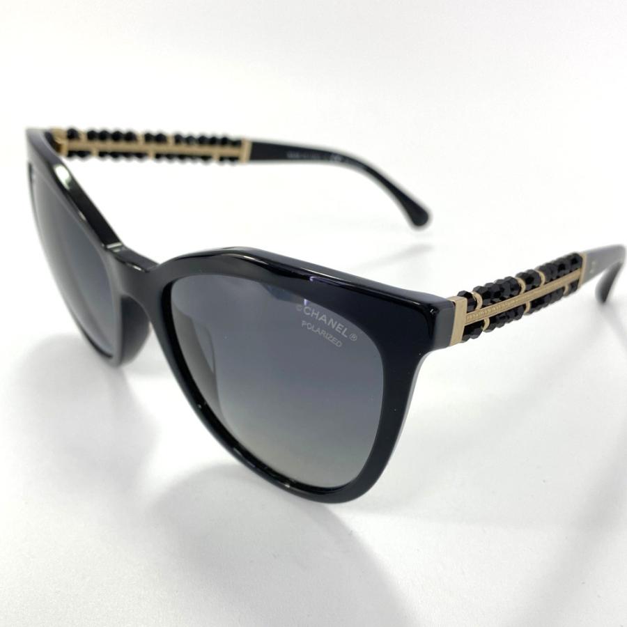CHANEL シャネル ブラックビジュー オーバルサングラス・メガネ/5376 