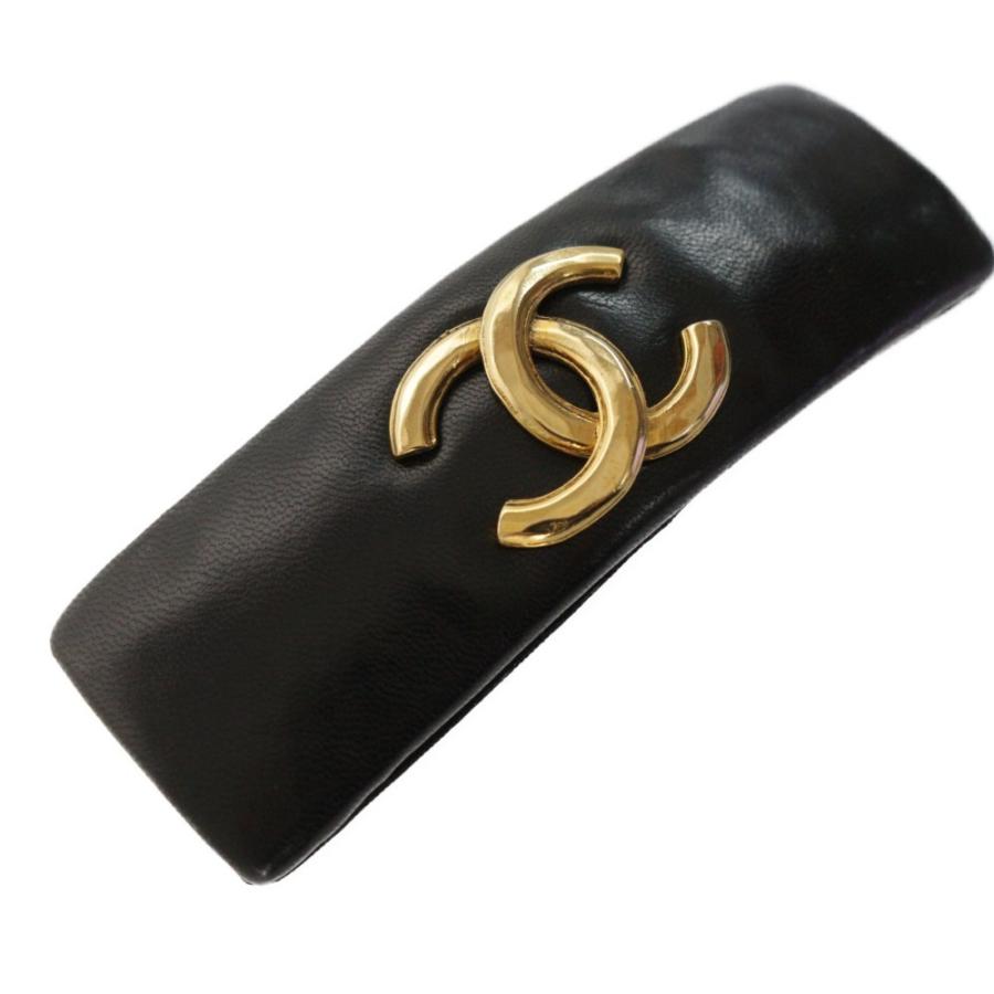 CHANEL バレッタ　ヴィンテージ　ブラック　ゴールドココマーク CHANEL シャネル ヘアアクセサリーバレッタ ココマーク/ブラック