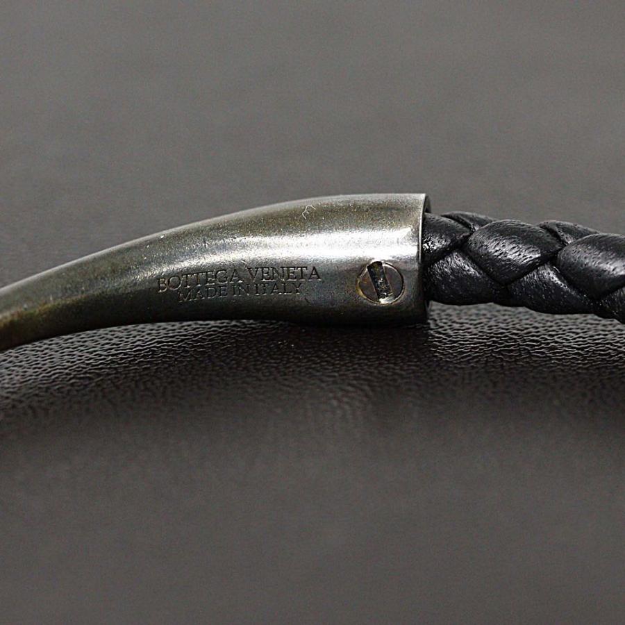 ボッテガヴェネタ イントレチャート レザーブレスレット/Sv925-7.8g