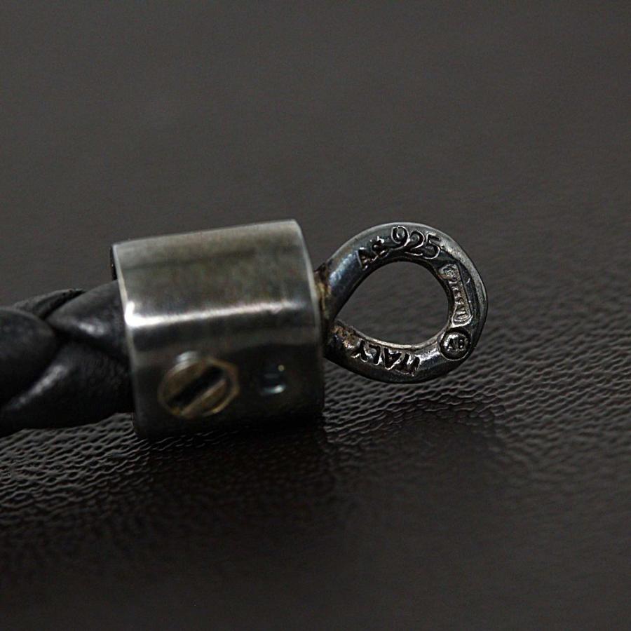 ボッテガヴェネタ イントレチャート レザーブレスレット/Sv925-7.8g