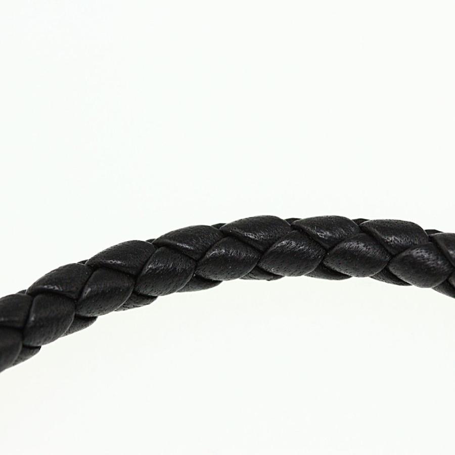 ボッテガヴェネタ イントレチャート レザーブレスレット/Sv925-7.8g