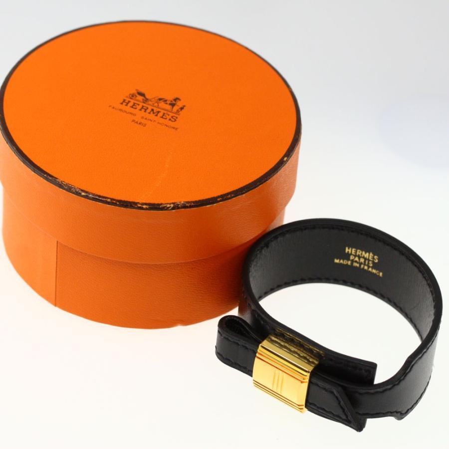 HERMES エルメス アルテミス レザー ブレスレット/ブラック