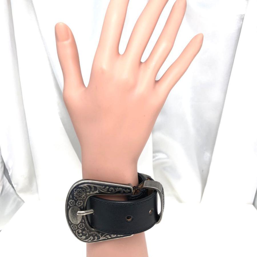 Loewe レザー バングル ウエスタンバックル　ブレスレット　ロエベ LOEWE ロエベ ウエスタン バックルレザーブレスレット-82.6g/ブラック