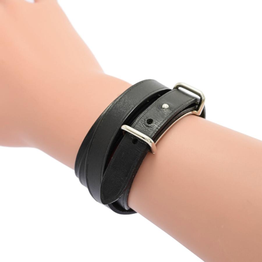 HERMES（エルメス） アピ2ロング レザー ブレスレット シルバー金具 