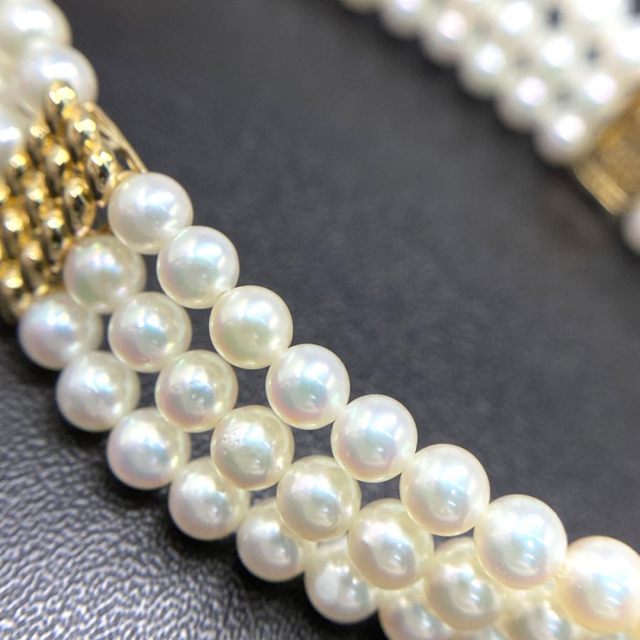 MIKIMOTO ミキモト 真珠(パール)3連ブレスレット/K18YG/750 MIKIMOTO ミキモト 真珠(パール)3連ブレスレット/K18YG/750