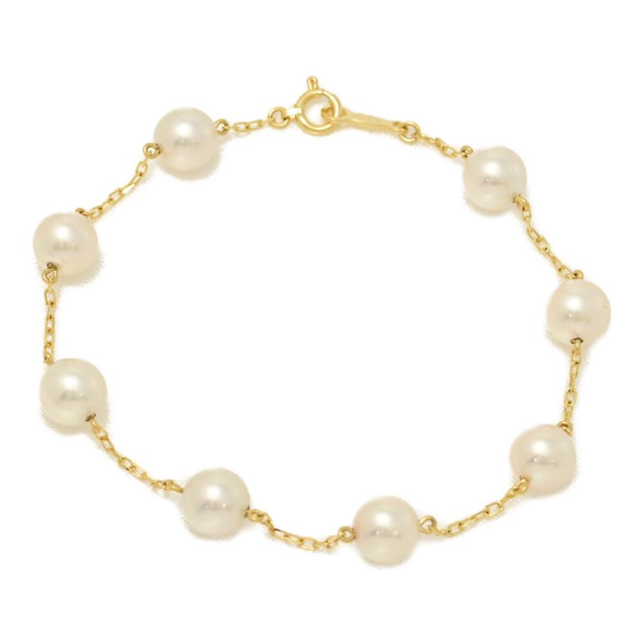 MIKIMOTO ミキモト 8P・アコヤ真珠 パール ブレスレット/K18YG/750-4.2 