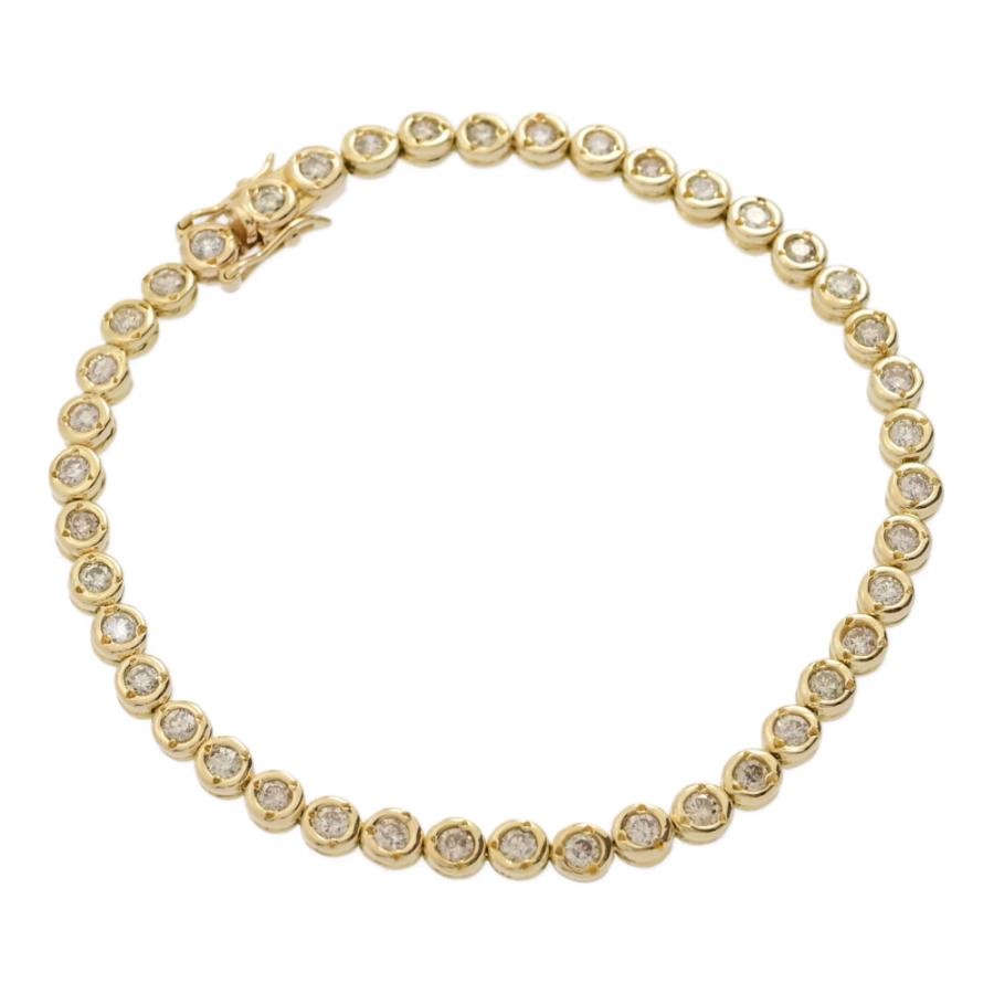 2.10ct/42P・ブラウンダイヤモンド テニスブレスレット/K18YG/750-12.1