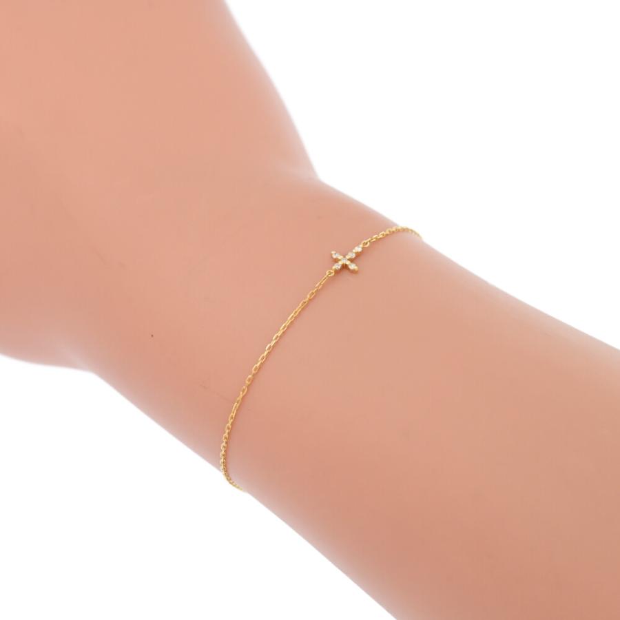 アガット/agete /クロスダイヤブレスレット/K18/YG