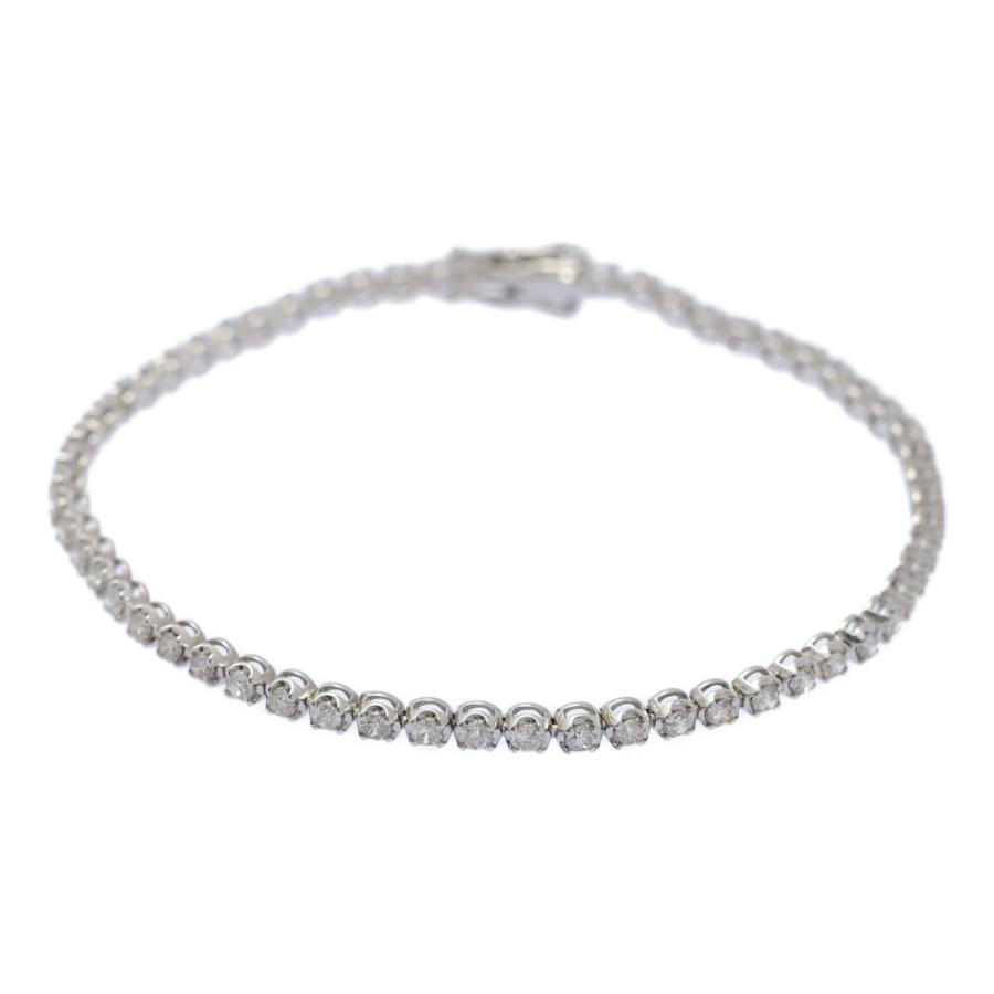 ラスト1点) 2.0ct 天然ダイヤモンド テニスブレスレット K18WG 750 