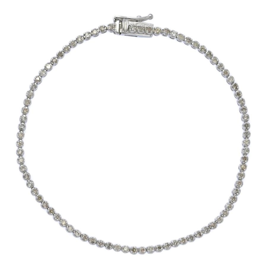 美品 1点モノ 1.00ct 細目 ダイヤモンド ブレスレット K18WG/750-4.7g