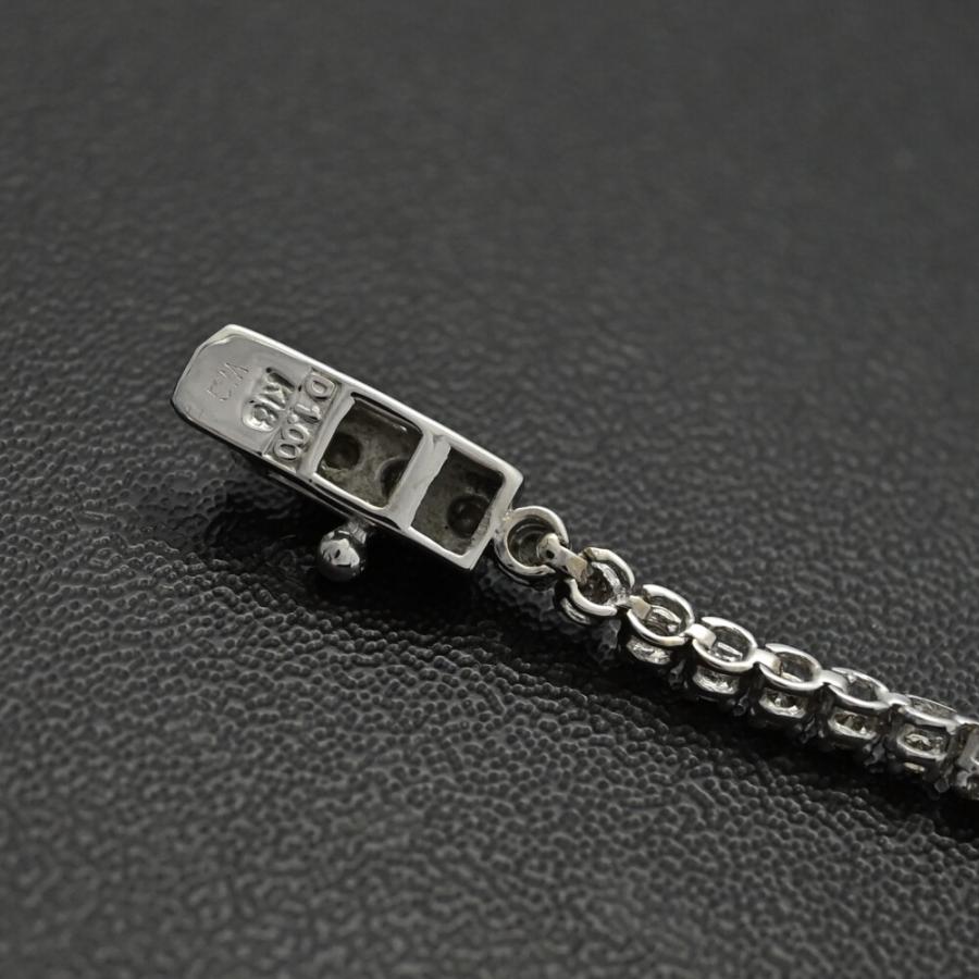 美品 1点モノ 1.00ct 細目 ダイヤモンド ブレスレット K18WG/750