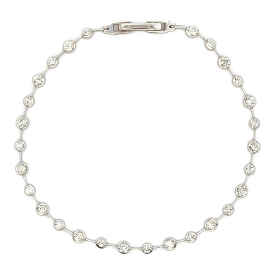 美品 1ct ダイヤモンド ステーション ブレスレット K18WG/750-5.0g 