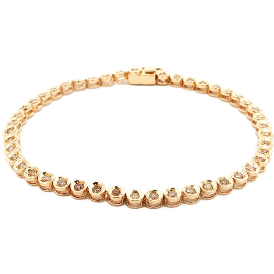 K18 18金ブレスレット　テニスブレスレット ダイヤモンド1.00ct最終価格 1.00ct テニスセッティング ダイヤモンドブレスレット K18YG/750-9g