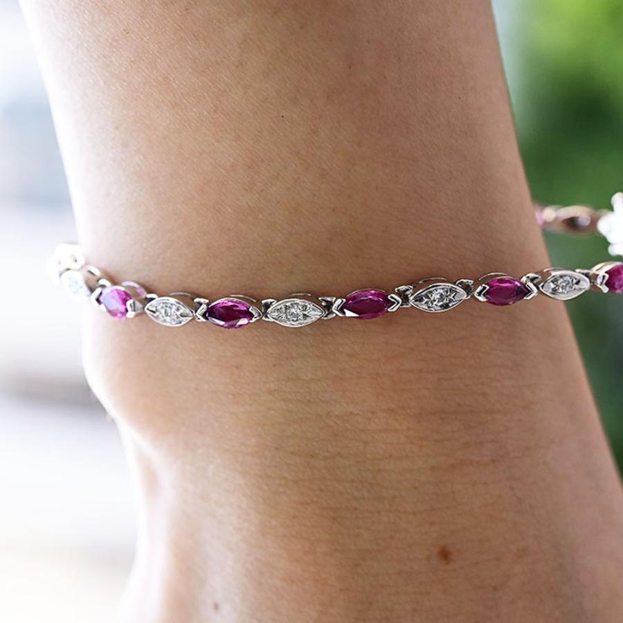 ルビー×ダイヤモンド 26P・ルビー・ダイヤモンドブレスレット/K18(WG無  