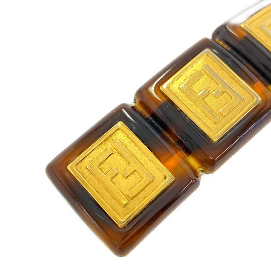 FENDI フェンディ　バレッタ　FF柄　ロゴ　黒　ブラック　金　ゴールド FENDI フェンディ FFロゴバレッタヘアアクセサリー/ブラウン