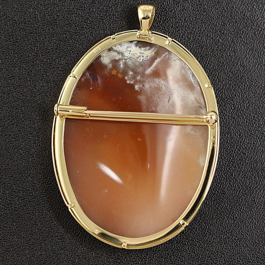 シェルカメオ Balzano/バルザーノ 花を持つ女性 ブローチ ペンダント