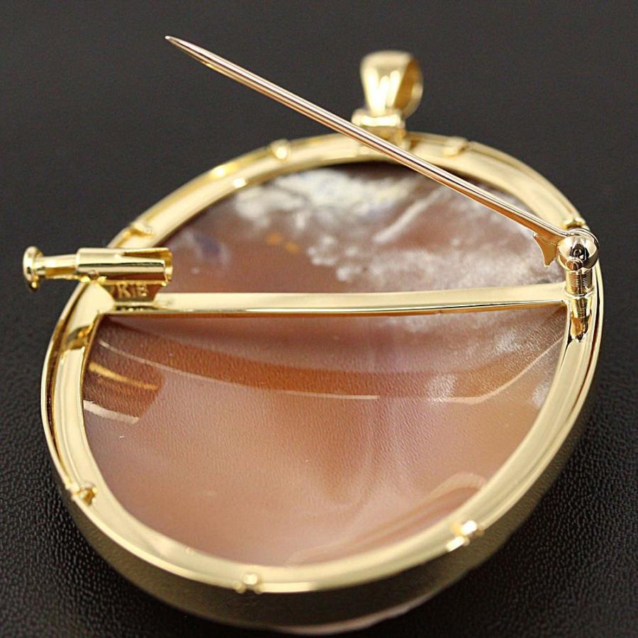 シェルカメオ Balzano/バルザーノ 花を持つ女性 ブローチ ペンダント