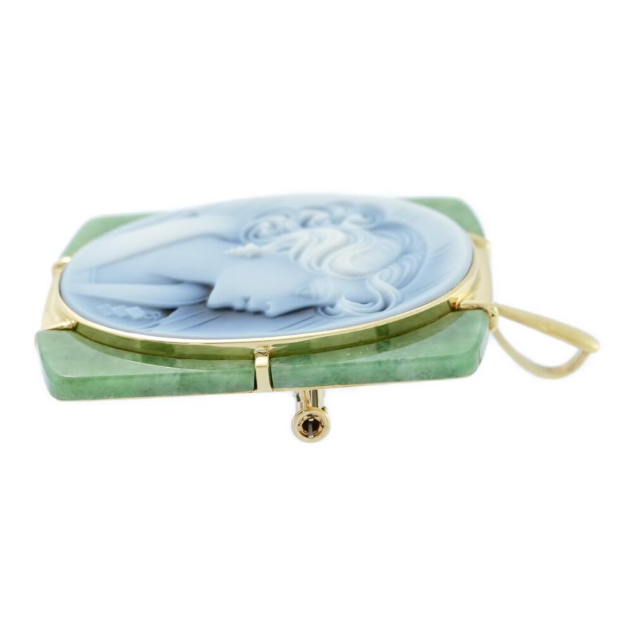 作家付・ペンダントヘッド ブローチ・カメオ シェル・ストーン 翡翠  