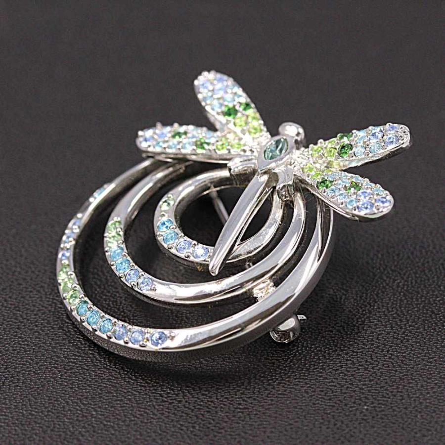 SWAROVSKI（スワロフスキー） トンボモチーフ・ブローチ・ピンタック
