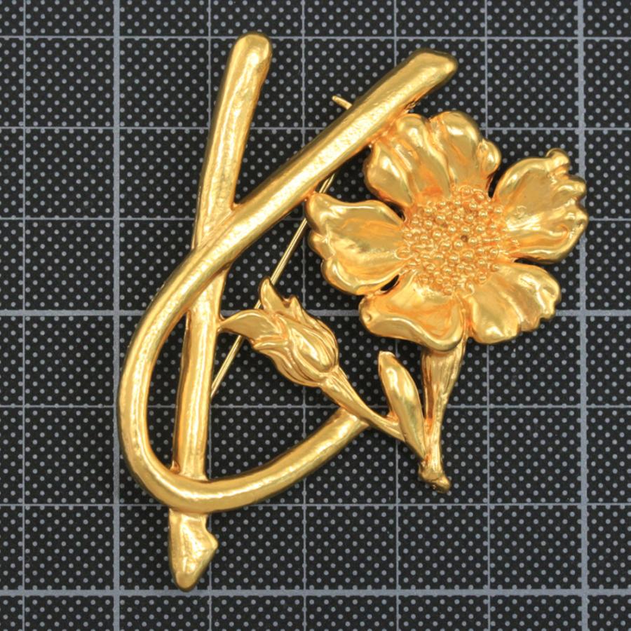 □KENZO 　ケンゾー　フラワー　ブローチ KENZO ケンゾー フラワーモチーフ・花ブローチ・ピンタック/合金