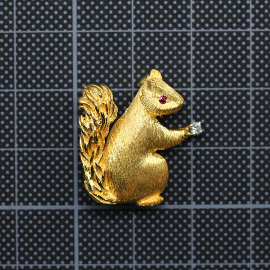 TIFFANY&Co.（ティファニー） リス ダイヤモンド ルビーブローチ 