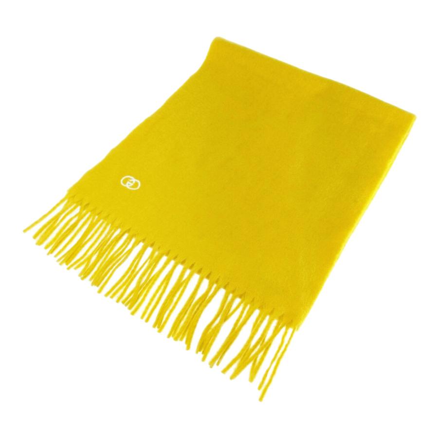 GUCCI グッチ GGロゴ刺繍 フリンジ カシミヤ マフラー ネックウェア