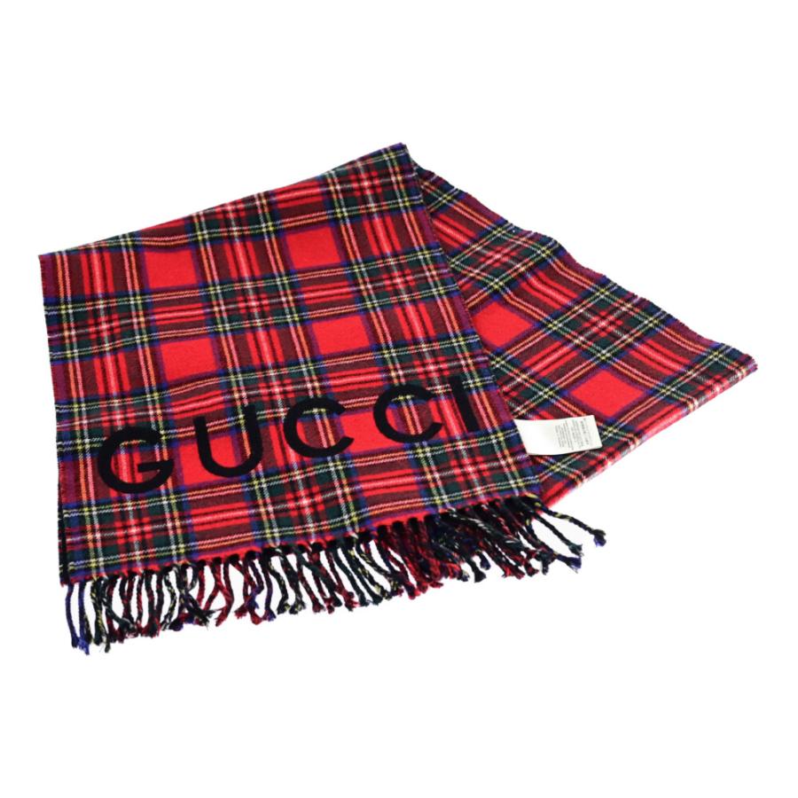 GUCCI グッチ ロゴ チェック ウール カシミア マフラー ネック GUCCI グッチ ロゴ チェック ウール カシミア マフラー ネック