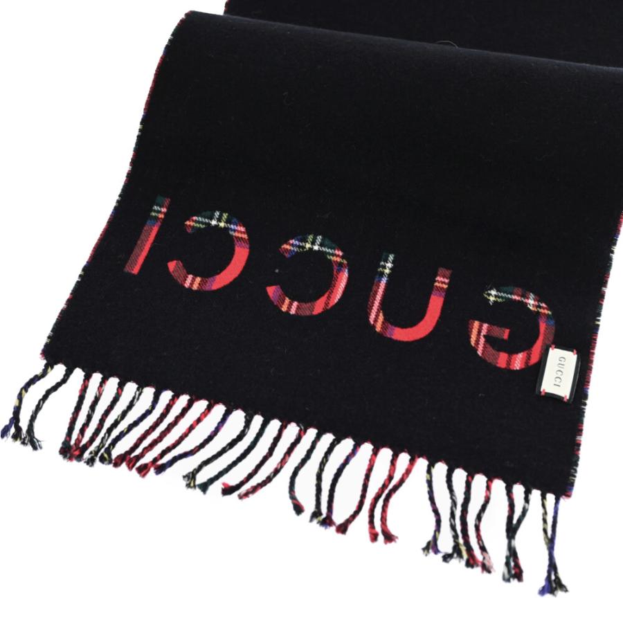 GUCCI グッチ ロゴ チェック ウール カシミア マフラー ネック GUCCI グッチ ロゴ チェック ウール カシミア マフラー ネック
