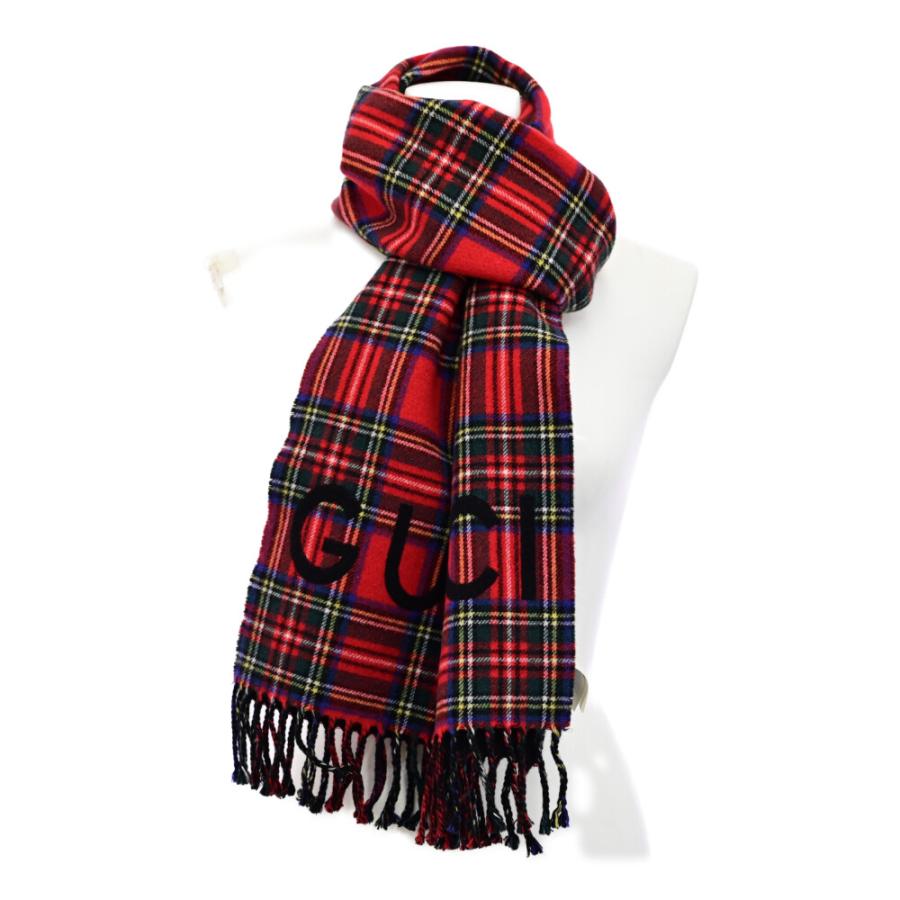 GUCCI グッチ ロゴ チェック ウール カシミア マフラー ネック GUCCI グッチ ロゴ チェック ウール カシミア マフラー ネック