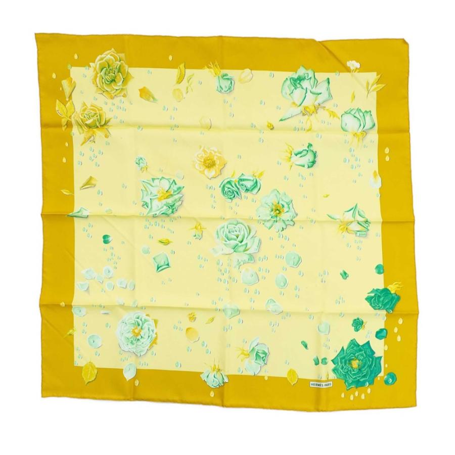 HERMES エルメス カレ90 ローズモチーフ/薔薇・と水滴・春の装い 