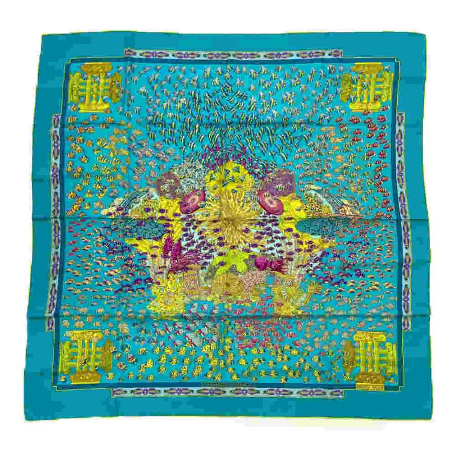 HERMES（エルメス） カレ90・RENCONTRE OCEANE・魚柄・シルクツイル