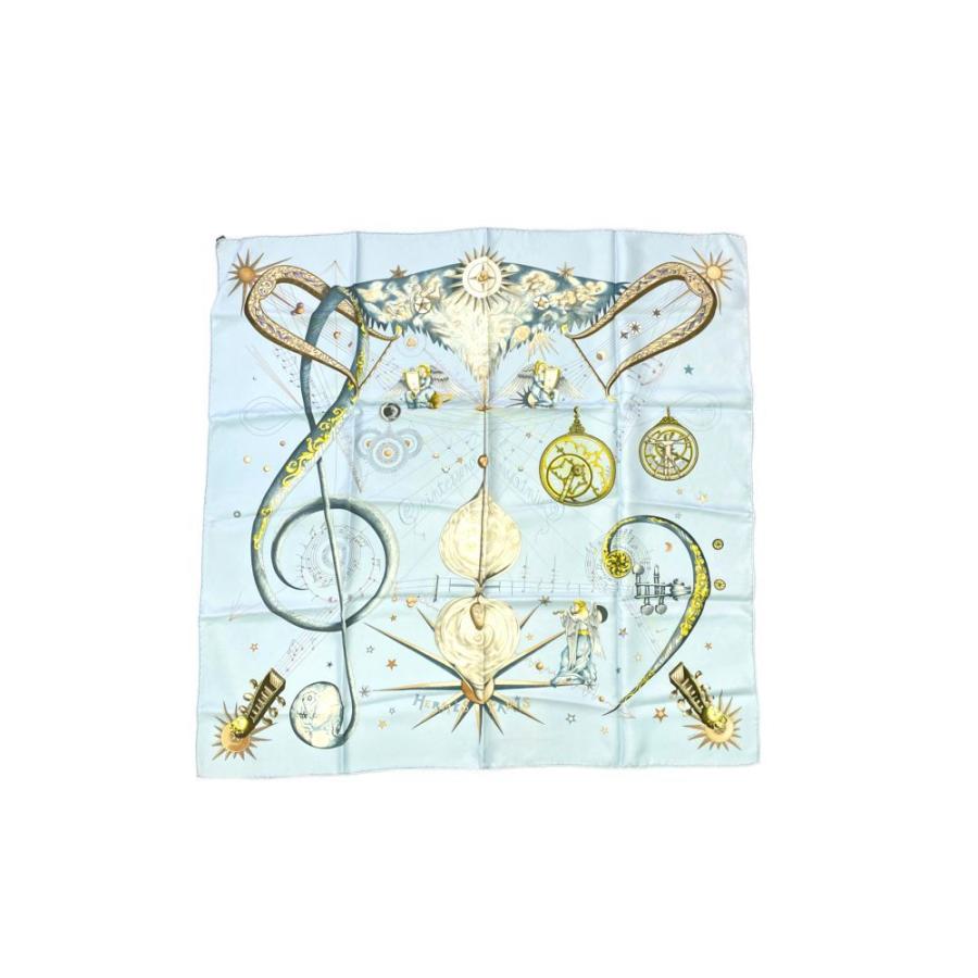 美品　エルメス　カレ90　カンテサンス　QUINTESSENCE　シルクスカーフ エルメス カレ90 QUINTESSENCE 宇宙 シルク スカーフ ブラック