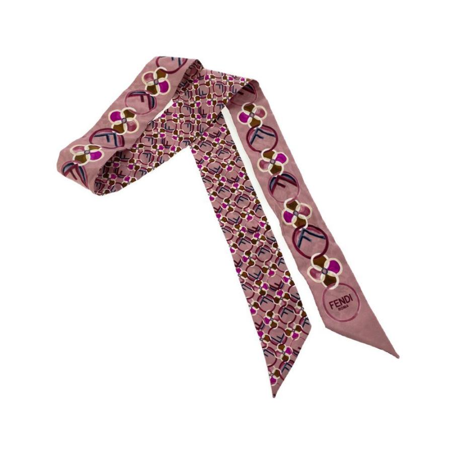 FENDI　フェンディ　シルク　 リボンスカーフ　ラッピー　モーヴピンク FENDI フェンディ WRAPPY ラッピー ツイリー リバーシブル