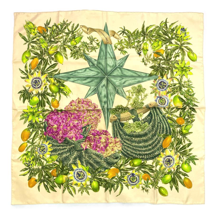 エルメス カレ90・PASSIFLORES・シルクツイルスカーフネックウェア  