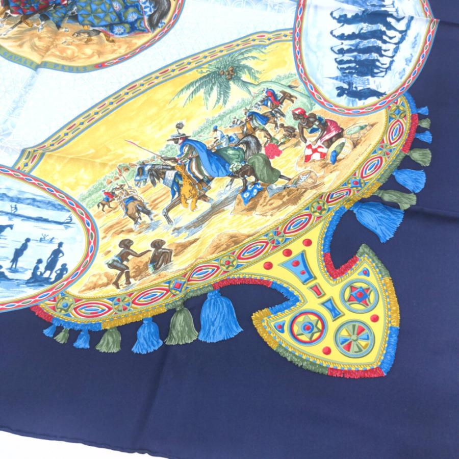 美品 HERMES エルメス カレ90 スカーフ プール族の騎手 HERMES エルメス スカーフ カレ90 プール族の騎手 シルク