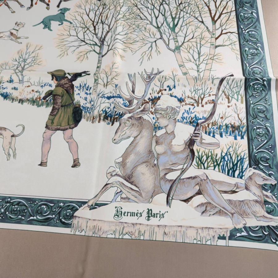エルメス カレ90 L'HIVER 冬の狩猟 シルク HERMES（エルメス） カレ90・Lhiver・L'hiver 冬の狩猟 シルク